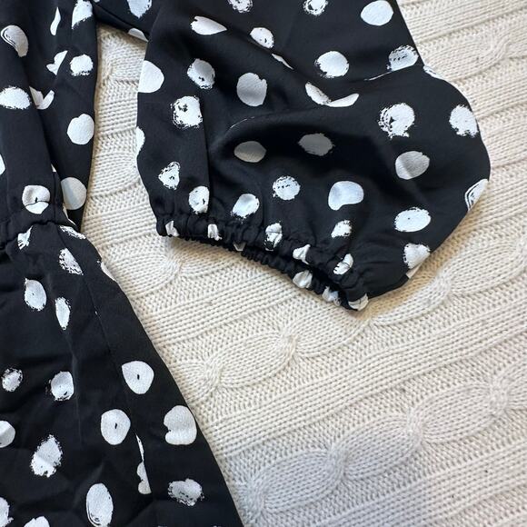 Black Polka Dot J. Crew Blouse sz 8 - Picture 7 of 10